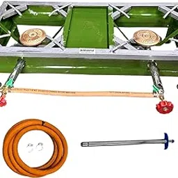 Two Burner Iron Square Chulha Canteen Bhatti Commercial Gas Stove - Multy, Manual (Medium-L30XB12XH8)-picture-25