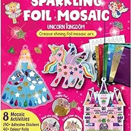 SparkLPlay Art and Craft kit. Toys for Girls. Foil Fun Activity. Birthday Gift for Girls Ages 4 to 9. Theme Danglers 8, Color Foils 40+, Stickers 190+. Foil Mosaic Craft. (Unicorn Kingdom).-picture-10