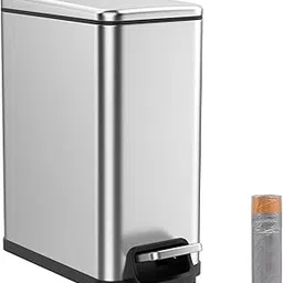 BETHEBEST Slim Bathroom Wastebasket Silver-picture-26