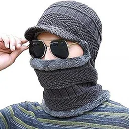 w+ Fleece Windproof Multi Functional Winter Face Mask, Balaclava, Neck Warmer, Cap and Bandana (Grey)-picture-17