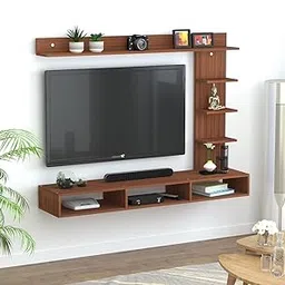 DAS AMBIENCE MINI Wall Mount Engineered Wood TV Entertainment Unit/Tv Rack Set to Box Stand with Wall Shelves for Living Room Classic Walnut Finish (Ideal for up to 43") Screen-image-14