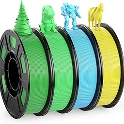 4 Color PLA 3D Printer Filament Pack, 1.75mm PLA Filament 3D Printing Material, Four Bright Color PLA Filaments for 3D Printer Green/Light-Green/Yellow/Sky Blue, 4 Spools, Total 1KG(2.2LBS)-picture-11