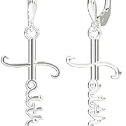 925 Sterling Silver Religious Gift for Women | BIS Hallmarked Cross Drop Earrings for Men and Women | Classic Christian Cross Shaped Drop Dangler Earrings Jewelry Birthday Graduation Gifts-image-42