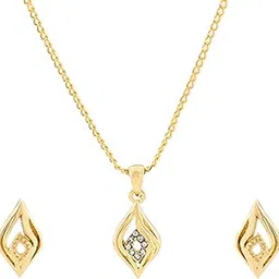 24kt Gold Plated Elegant Style Pendant and Matching Earring for Women with Austrian Crystals, Adjustable (8909 NKER)-image-6