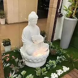 generic Swarnhouse 4 Feet Large Buddha Fountain, Sitting Pose, Large Big Size (Full White)-picture-15