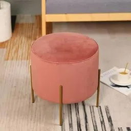 Wooden Twist Luxury Velvet Round Foot Stool Ottoman Pouf Plush and Stylish Home Decor Accent Adds a Stylish Accent to Any Room in Your Home Its Plush Texture and Timeless Charm (Pink)-image-50
