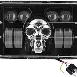 LED SKULL Headlight Lamp 50W Ultimate Headlamp Uniform Light with Heat Dissipation Bright Beam Compatible with Splendor Bike Motorcycle (MODEL 1)-picture-29