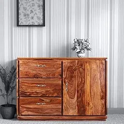 Choyal Solid Sheesham Wood Sideboard Tv Cabinet for Living Room | Free Standing Movable Tv Unit Side Board Table with 3 Drawer Cabinet Storage Furniture for Home |Brown Finish-picture-36