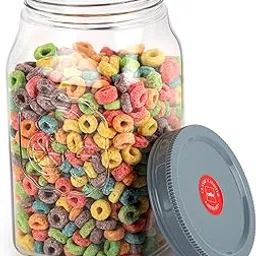 CELLO Classic Glass Storage Canister 2000ml, Grey | Food Grade, Air Tight, Stackable Jar | Kitchen Fridge Storage Glass Container with Steel Lid for Food, Pulses, Spice, Cereals, Cookies, Dry Food-picture-32