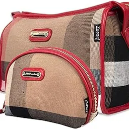 zureni ZU161-477 Set of 2 Cross Striped Canvas Zippered Cosmetic Toiletry Bag Wristlet Wallet Travel Clutch Purses with Interior Pockets for Women and Girls (Multicolor)-picture-28