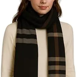 krystle Women's Woolen Muffler – Soft Warm Wool Blend Scarf with Classic Check Pattern & Fringe Detailing (Free Size,Multicolor)-picture-31