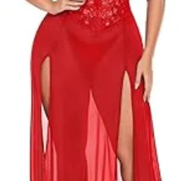 ashtarani Astharani, Surat Lingerie for Women Babydoll Sexy Mesh Maxi Nightdress Strappy Exotic Sleepwear Side Slits-picture-19