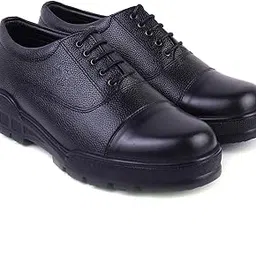 xhugoy Lace-up Tan/Black Leather Oxford Light Weight Police Shoes for Men with Size UK 5 -UK 12-picture-33