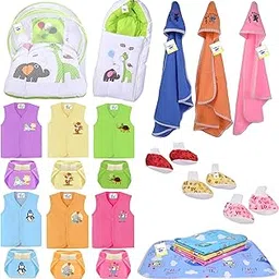 Toddylon New Born Baby Complete Daily Items Combo Infants Sleeping Essential Bedding Set & Newborn Clothes (0-6 Months) Green-picture-57