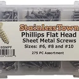 Stainless Steel Phillips Flat Sheet Metal Screw Assortment Kit-image-81
