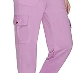 white moon Women's Cotton Regular Fit Mid Rise Cargo Gym Joggers Track Pants-picture-22