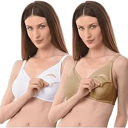 vanila C Cup Women Cotton Feeding Maternity Bra- Seamless, Comfortable and Supportive. (White_Beige, Size 34- Pack of 2)-picture-10