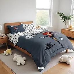Cotton Home Football Duvet Cover 4 Pcs Bed Set for Kids Multicolour 90gsm Soft Breathable Fabric Kid Bedroom Decor includes 1 Duvet cover(160x220cm) 1 Fitted Sheet(120x200cm) and 2 Pillowcase(50x75cm)-image-51