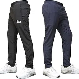 bawli booch Men's Slim Fit Track Pants, Stretchable Polyester, Pack of 2, Black and Blue, High Rise, Side Pockets-picture-15