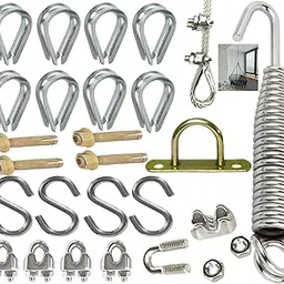 DIY Crafts 26 Pcs Hammocks, Swing Chairs & Accessories 360° Rotating Bearing Fitted Spring S Hook Swivel Hook Ceiling Mount Mounting Expansion Screws Hanging Or Hammock (Multi Stainless Steel, 26)-picture-19