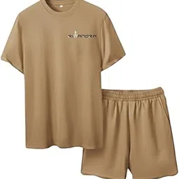 rivanora Stylish Men's Polyester Co-ord Set | Premium Half Sleeve T-Shirt & Shorts Combo | Summer Casual Gym Wear Set-picture-35