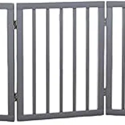 Wooden Freestanding Foldable Pet Gate for Dogs, Over Fence, Dog Partition for Your pet and Baby Protection (Grey, 3-Panel)-picture-10