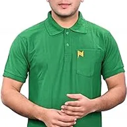 neocardin Men Green Solid Polo Collar T-Shirt Half Sleeves | with Chest Pocket | Plain-Regular Fit-picture-48