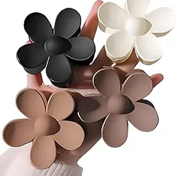 aliba collection 4 Piece Big Hair Claw Clips, Matte Flower Claw Clips for Thick Hair, Pastel Hair Clips for Women and Girls, Nonslip Jaw Clips [Multicolor]-picture-35