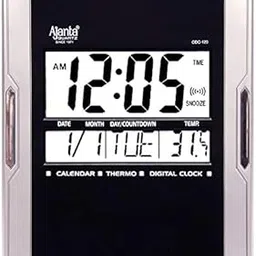 Ajanta Quartz Abstract Plastic Rectangle Digital Alarm Wall Clock ODC 120 (22.5 cm x 25.5 cm x 2.5 cm, Black)-picture-25