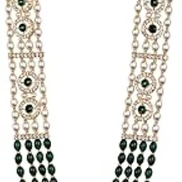 i jewels 4 Layered Traditional Gold Plated Dulha Moti Mala with Beaded Maharaja Haar/Groom Necklace for Men-picture-14
