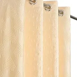 Polyester Coin Punching Window Curtain Parda Pack of 1 Piece for Living Room Bedroom Kitchen Room Darkening Home Size - Width 4 ft X 5 ft Length Color Cream-image-37
