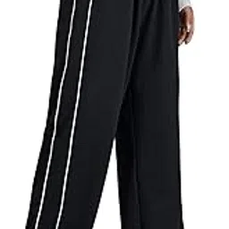 sxv style Athletic Track Pants, Black with White Piping, Elastic Waist, Straight Fit-picture-48
