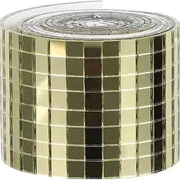 Self- Adhesive Mirror Sticker Mini Square Glass | Wall Sticker for DIY Craft Decoration | Removable Glass Square Sticker | Mosaic Stickers for DIY Craft (Golden - 1PC)-image-85