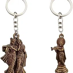 Fine Lord Radha Krishna and Krishna Keychain For Men Women Girls Boys Bike Car accessories Home Key Organizer Holder Lightweight Keyring Best Birthday Gift Set of 2-image-25