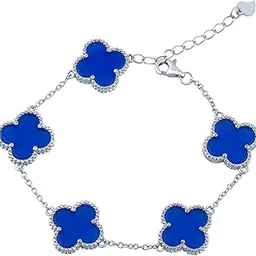 shiyara jewells 92.5 Sterling Silver Blue Clover Bracelet for Women (BR000107)-picture-53
