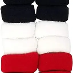 Black, Red, White Wool Large Thick Rubber Bands/Ponytail Holders for Women - Pack of 12-image-79