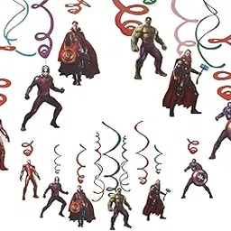 Wp Wanna Party Superhero Theme Swirl Decoration, Birthday Celebration, Avenger Theme Party, Birthday Party Spirals, Colourful Cut-Outs, For Kid S, Superhero Hanging Swirl, Pack Of 12 Decorative Swirls-picture-29