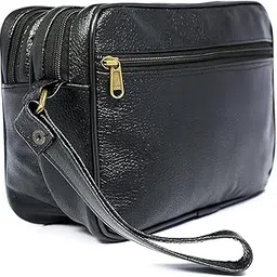 mcparkar ™ Men's Cash Pouch/Money Carrying Pouch/Multipurpose Travel Pouch Leather (Black)-picture-26