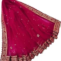 navti creations Women's Embroidered Net Dupatta (Navti-09_Magenta_Free size)-picture-13