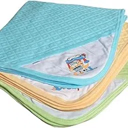 Cotton Hooded Wrapper - Baby Towel for New Born | Big Size 75cm x 75cm | Soft, Safe & Skin-Friendly | Perfect for Newborns 0-12 Months | Lightweight & Travel Friendly, Pack Of 3 (Blue Yellow Green)-picture-42