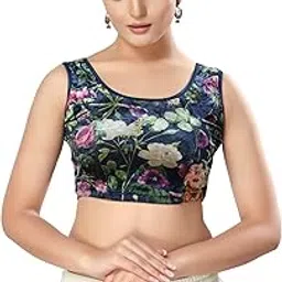 vamas Women's Velvet Non-Padded Stretchable Sleeveless Saree Blouse (A-85.NS.N)-picture-12