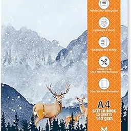 MENORAH - A4 - Artist Sketch Book,Drawing Book - 140 GSM,100 Pages/50 Sheets - Metal Wire-O Bound Art Book - (21.0 x 29.7 cm)- Run Wild Design-picture-20