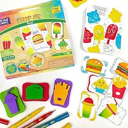 Imagimake Stamp Art Food, Coloring & Stamping Set for Girls & Boys 3 Years+, Multicolour-image-3