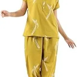 printbarn Women's Pajama Set Nightsuit Minimal Printed Casual Nightwear-picture-52