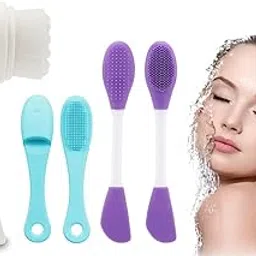 3Pcs Soft Exfoliates 2 in 1 Face Brush Scrubbers & Nose Scrub Cleansing Tool Deep Massage Cleansing Pads Gentle for Glowing Skin Tan & Blackheads Removal All Skin Types for Men & Women Girls-picture-29