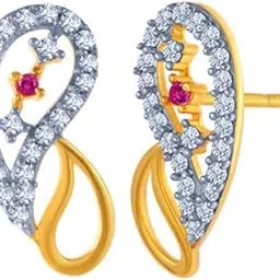 p.c. chandra jewellers 14k (585) Yellow Gold and American Diamond Stud Earrings for Women-picture-46