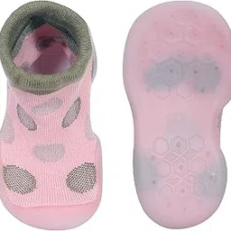 infantso Pink Color with Polka Dots Design Non-Slip Baby Sock Shoes for Toddlers -Soft, Breathable & Anti-Skid Floor Sneakers-picture-43