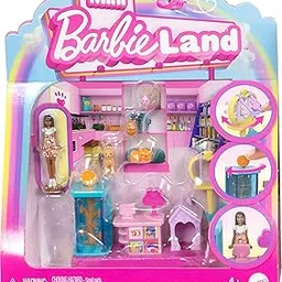 Barbie Mini BarbieLand Collectible Pet Boutique Playset with 1.5-Inch Doll, Pet Product Display, Check Out Stand, Pet House & Cat Baskets for Storytelling Play-picture-11