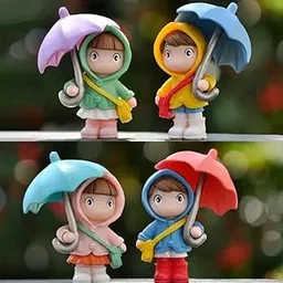 VRB Dec 4 Pcs Miniature Showpiece Set for Home Decor,Car Dashboard,Valentine,Living Room,Gifts Figurines,Cake Decoration Items,Figurines for Home Decor. (4 Pcs Open Umbrella Miniature)-picture-14