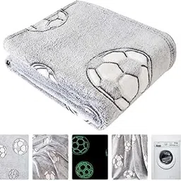 Glow in The Dark Blanket for Kids| Soft Cozy & Warm Flannel Fleece Throw Blanket for Children| All-Season Radium Blanket for Sofa,Gift-(0-15 Yrs) |200x152 Cm (Football)-image-52